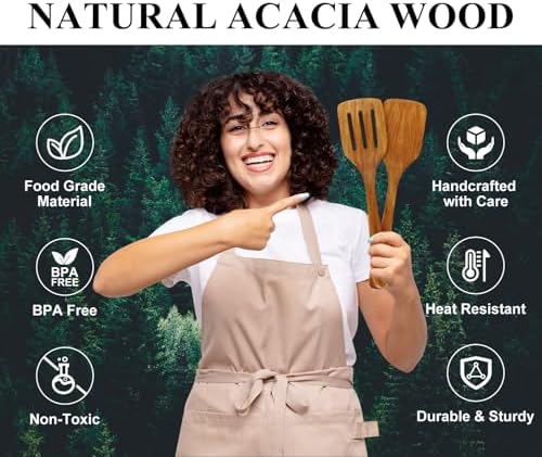 2Pcs Non Toxic Acacia Wood Spatula - Image 4