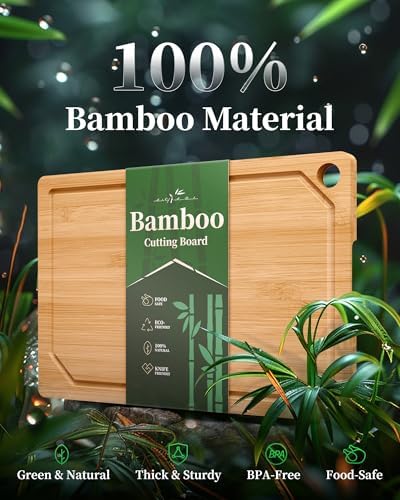 Kitsure Bamboo Cutting Board for Chopping & Serving - Image 3