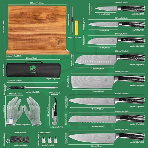 FULLHI 15pcs Japanese Knife Set - Image 2