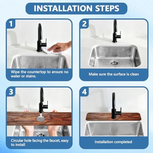 2 Pcs Kitchen Sink Splash Guard Faucet Mat Wood Grain Pattern Faucet Mat - Image 4