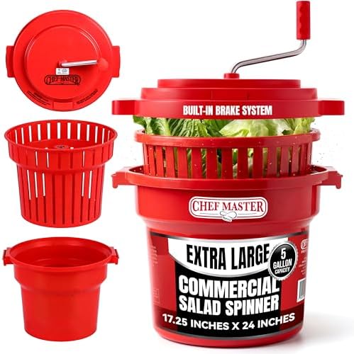 Chef Master Large Commercial Salad Spinner Dryer, Hand Powered, 5 Gallon by ChefMasterProfessional
