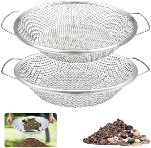 2PCS Soil Sifter for Gardening, Rock Sifter for 5gallon Bucket, Dirt Sifter by QUTIING%C2%AE