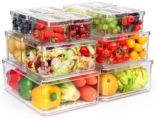 14Pack Fridge Organizer, Stackable Refrigerator Organizer Bins by YKIOKE