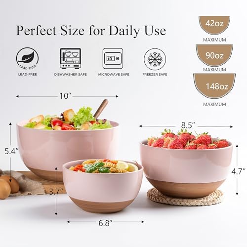 AmorArc Ceramic Mixing Bowls, Stoneware Nesting Bowls Set of 3 - Image 2