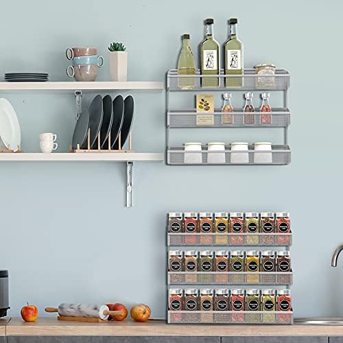 Auledio 2 Pack Spice Rack Organizer, 3 Tier Counter-top Stand or Wall Mounted - Image 4