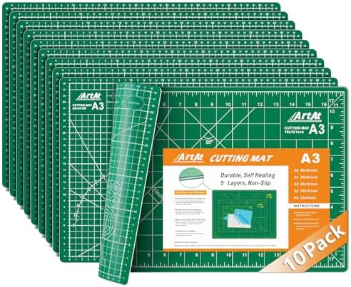 ArtAt Self Healing Cutting Mat:【10 Pack Cutting Mat 12″x 18″】 Green Double by ArtAt