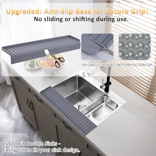 Sink Edge Protector with Suction Cup 4"x30" 20" 14" Silicone Sink Splash Guard - Image 4