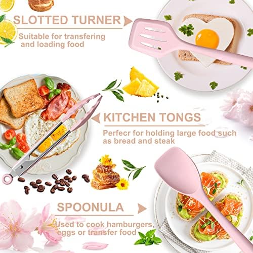 Silicone Cooking Utensils Set- Pink Heat Resistant Kitchen Utensils, Fungun - Image 3