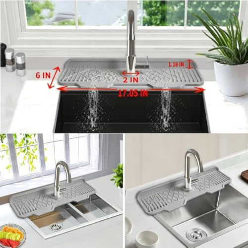Sink Splash Guard Gen2-17" x 6'' Kitchen Sink Accessories, Silicone Sink Mat - Image 3
