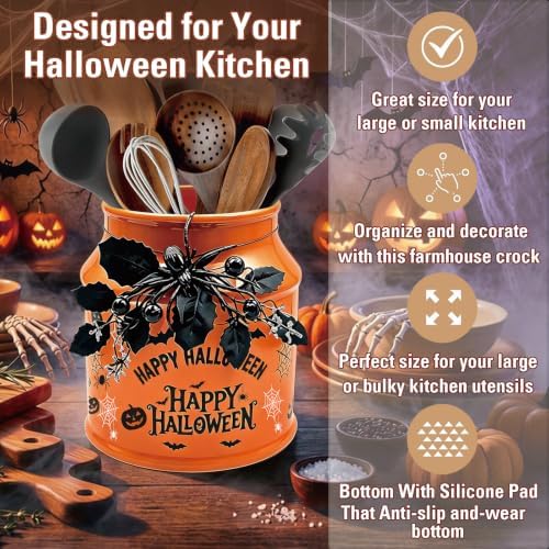 Halloween Kitchen Decor, Halloween Ceramics Utensil Holder - Image 3
