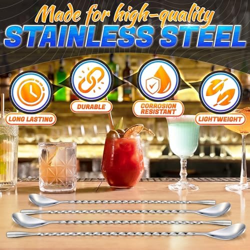 Bar Stirring Spoon 4 Pcs, 12 Inch Long Stainless Steel Bar Spoons - Image 3