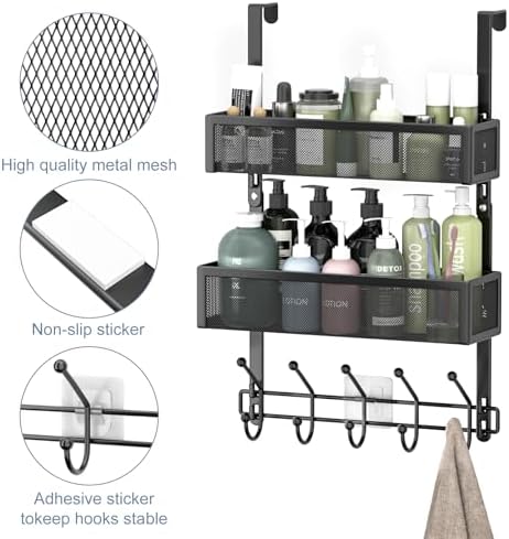 Adjustable Over The Door Hooks Organizer, Door Hanger Coat Rack - Image 5