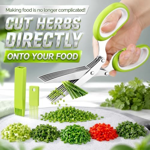 Herb Scissors with 5 Thickened Sharp Blades, Stainless Steel with Safety Cap - Image 2