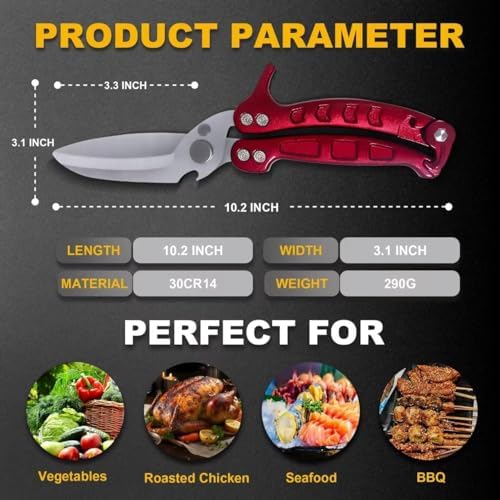 Kitchen Scissors, Poultry Shears Heavy Duty, Heavy Duty Poultry Shears - Image 5