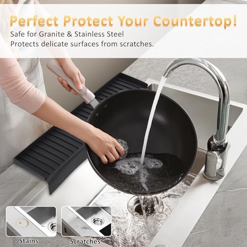 Sink Edge Protector with Suction Cup 4"x20", Silicone Sink Splash Guard - Image 2