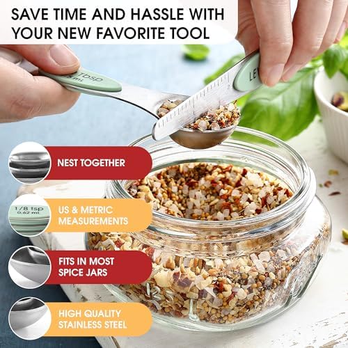 Spring Chef Stainless Steel Magnetic Measuring Spoons Set of 8 - Image 6