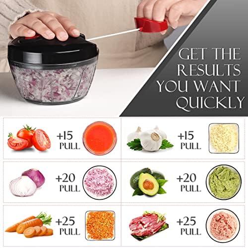 Ourokhome Manual Food Processor Vegetable Chopper, Portable Hand Pull String - Image 2