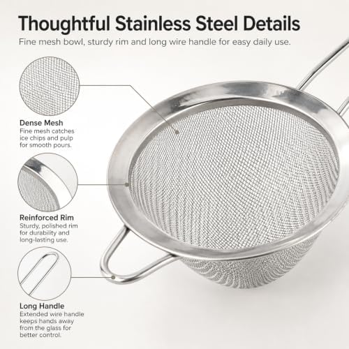 3 Pcs Fine Mesh Strainer, 3.35'' Stainless Steel Small Fine Mesh Strainer - Image 4