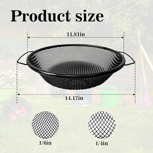 2Pcs Soil Sifter for Gardening, 1/6" & 5/16" Dual Mesh Heavy Duty Sieve - Image 2