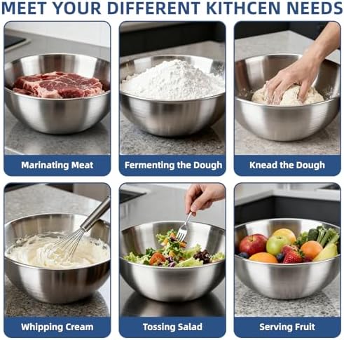3-Piece Stainless Steel Mixing Bowls Metal Bowl Set - Image 4