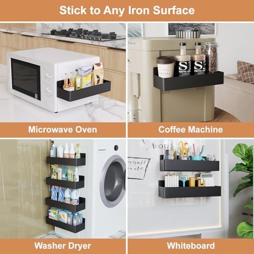 Mystozer Magnetic Spice Rack for Refrigerator Black, 4 Pack - Image 5