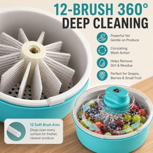 2026 Upgraded Fruit Cleaner Spinner, Fruit Washer Spinner Bowl, Electric Salad - Image 3