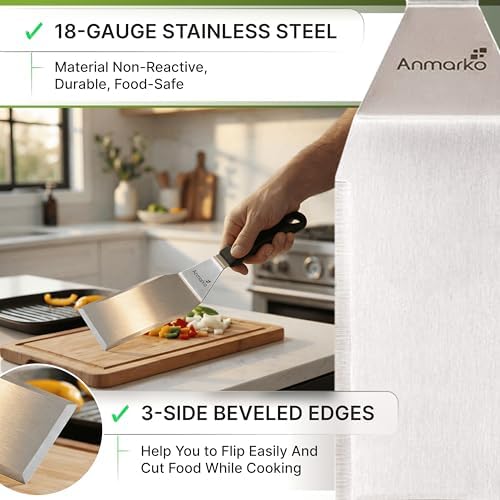 Anmarko Stainless Steel Metal Spatula, Hamburger Turner - Image 2