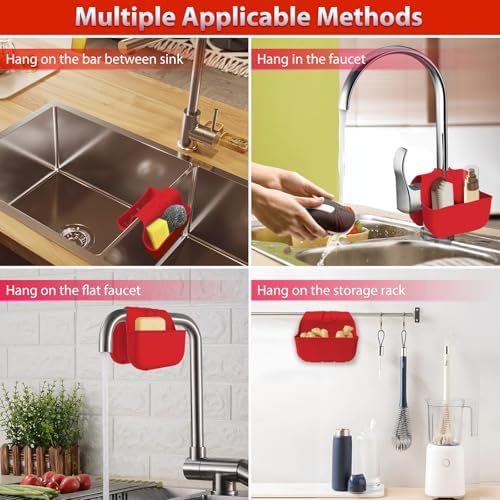 Sponge Holder for Kitchen Sink, Silicone Sink Saddle Caddy Organizer Rack - Image 5