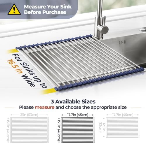 Tomorotec Roll Up Dish Drying Rack Over Sink, 304 Steel - Image 4