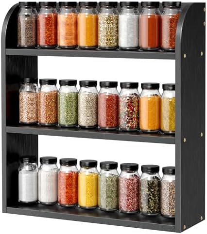 ROMGUAR CRAFT 3 Tier Bamboo Spice Rack, Countertop or Wall Mounting by ROMGUAR+CRAFT