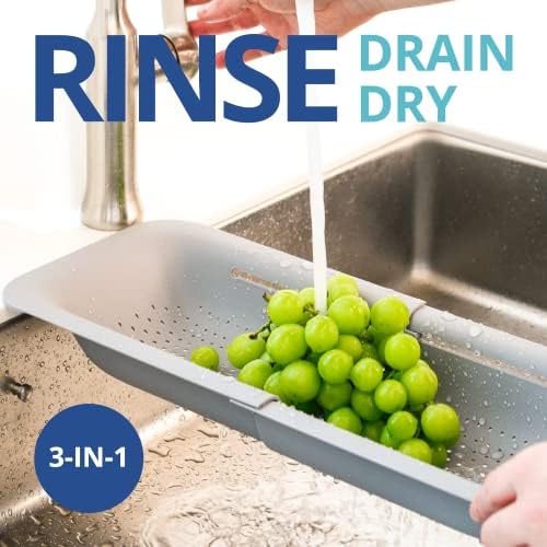 Blue Ginkgo Over Sink Colander, Extendable Kitchen Strainer - Image 3