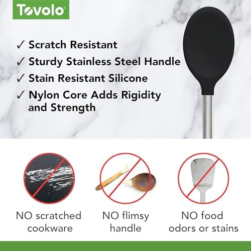 Tovolo Mixing Spoon Stainless Steel Handle Scratch Resistant Non Stick Safe - Image 3