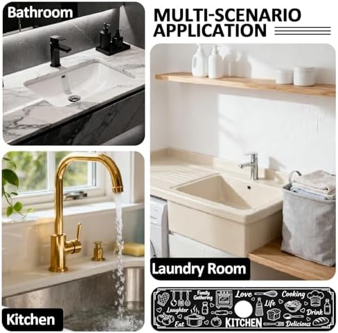 2 Pcs Graffiti Pattern Kitchen Sink Splash Guard Faucet Mat - Image 7