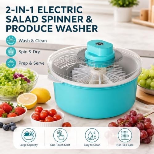 2026 Upgraded Fruit Cleaner Spinner, Fruit Washer Spinner Bowl, Electric Salad - Image 2