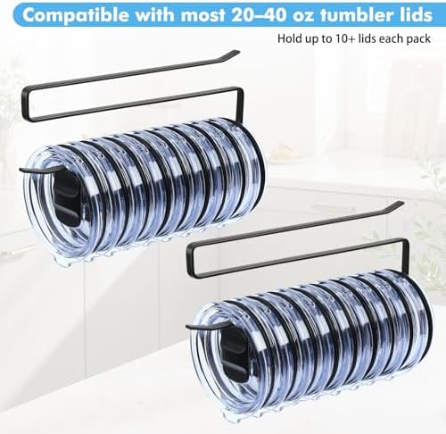 2 Pack Tumbler Lid Organizer, Under Cabinet Cup Lid Holder - Image 4