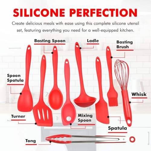 Chef Craft Premium Silicone Kitchen Tool and Utensil Set, 9 Piece - Image 4