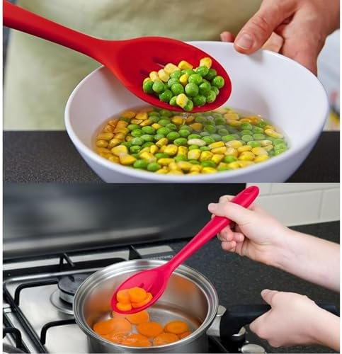 Linwnil 4 Pieces Silicone Slotted Spoons, 10.6 Inch Nonstick Mixing Serving - Image 4