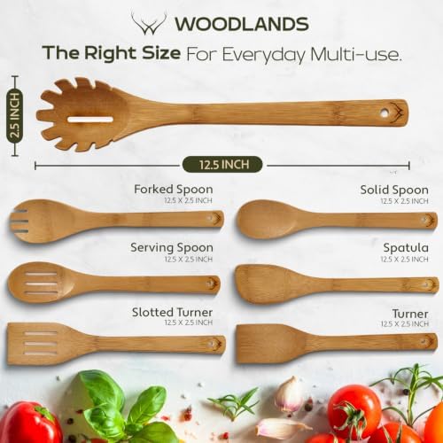 7PCS Carbonized Bamboo Wooden Spoons - Image 3
