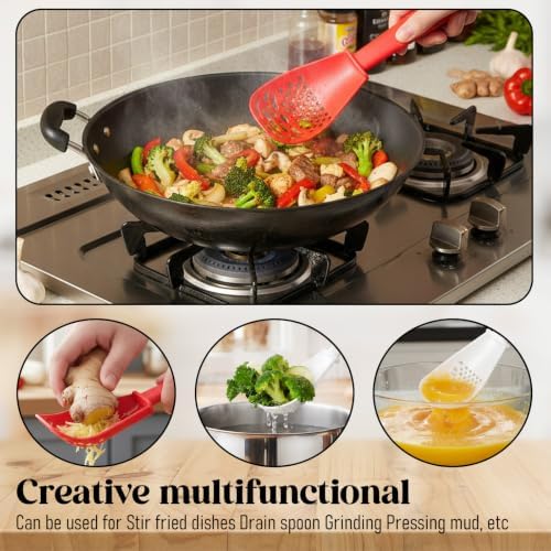 2 Pcs 6-in-1 Multifunctional Kitchen Cooking Spoon Heat Resistant - Image 4