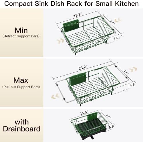 JASIWAY Green Dish Drying Rack in Sink - Image 6