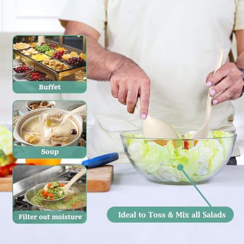 Reusable Plastic Serving Utensils Set of 24, Heavy Duty Wheat straw Large - Image 3