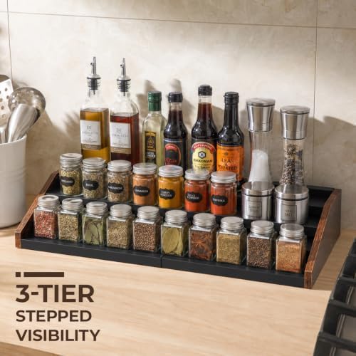 TIOPGHAD 3-Tier Expandable Spice Rack Organizer, 12.8-22.6 in, Rustic Brown - Image 2