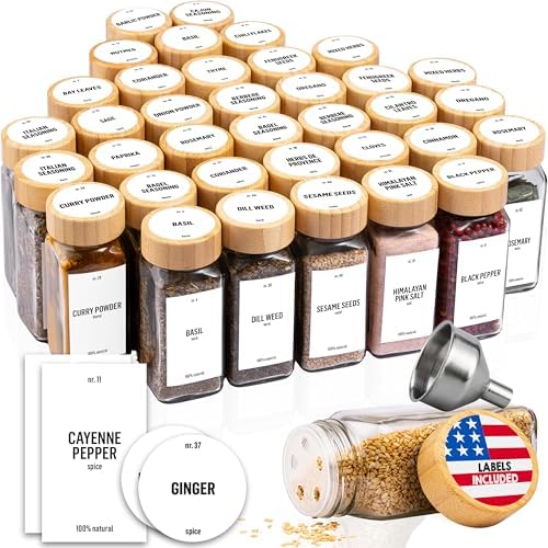 Deco haus Spice Jars with Bamboo lids 36 x 4oz by Decohaus