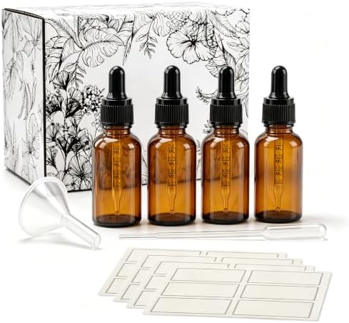 PrettyCare 4 Pack 1 oz Amber Glass Dropper Bottle - Image 6