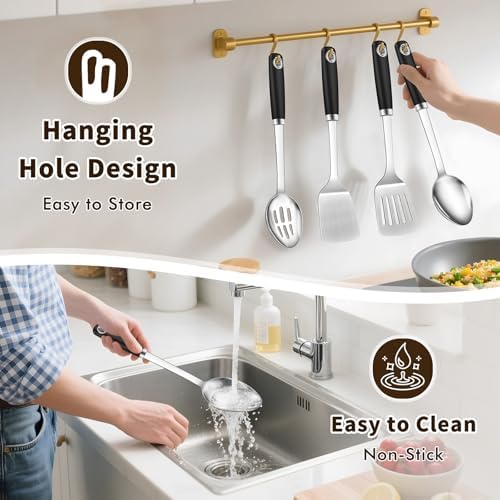4 Pcs Cooking Utensils Set, Stainless Steel Kitchen Utensils, Heat Resistant - Image 6