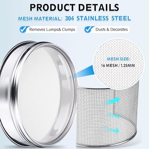 PATIKIL 16 Mesh Lab Sieve, 3.9" Diameter Sifting Screen 304 Stainless Steel - Image 3