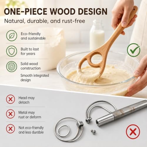 Danish Dough Whisk, 12.6" Wooden Sourdough Whisk, 2 Pack Kitchen Gift - Image 5