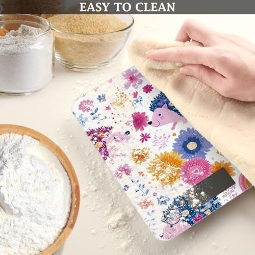 Hedgehog Rainbow Flowers Food Kitchen Scale Digital Weight Grams and Ounces - Image 6