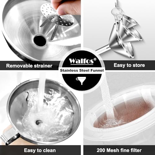 Stainless Steel Funnel, Walfos 6 Different Sizes of Kitchen funnels - Image 6