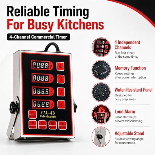 Commercial 4 Channels Digital Kitchen Timer, Calculagraph Fry Timer - Image 4